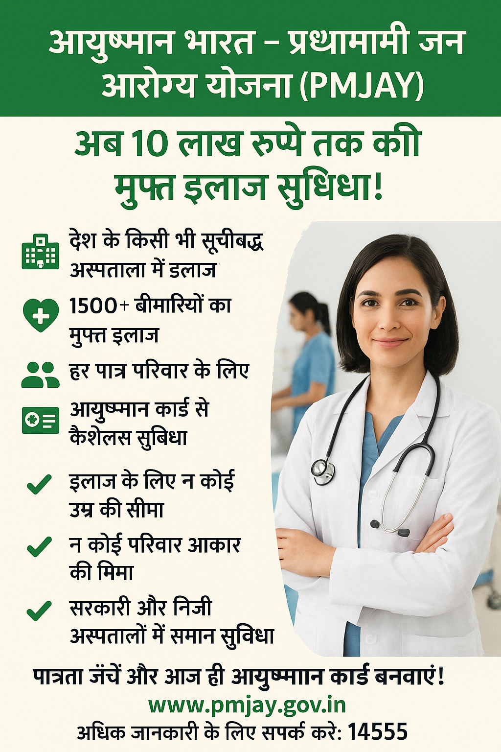 આયુષ્માન ભારત – PMJAY યોજના હેઠળ 10 લાખ સુધીની મફત સારવાર