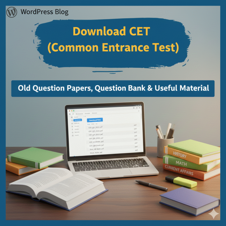 Download CET (Common Entrance Test) Old Question Papers, Question Bank and Useful material create banner for blog post
